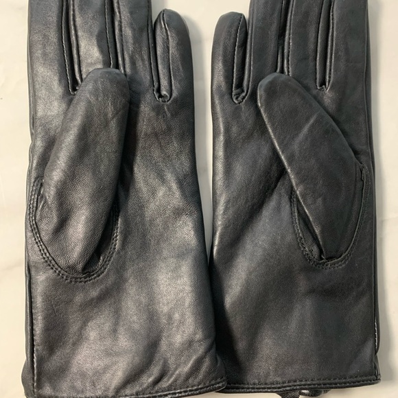 Elegant Leather Driving Gloves Black Gold Tone Zipper Detail S/M Isaac Mizrahi - Picture 10 of 15